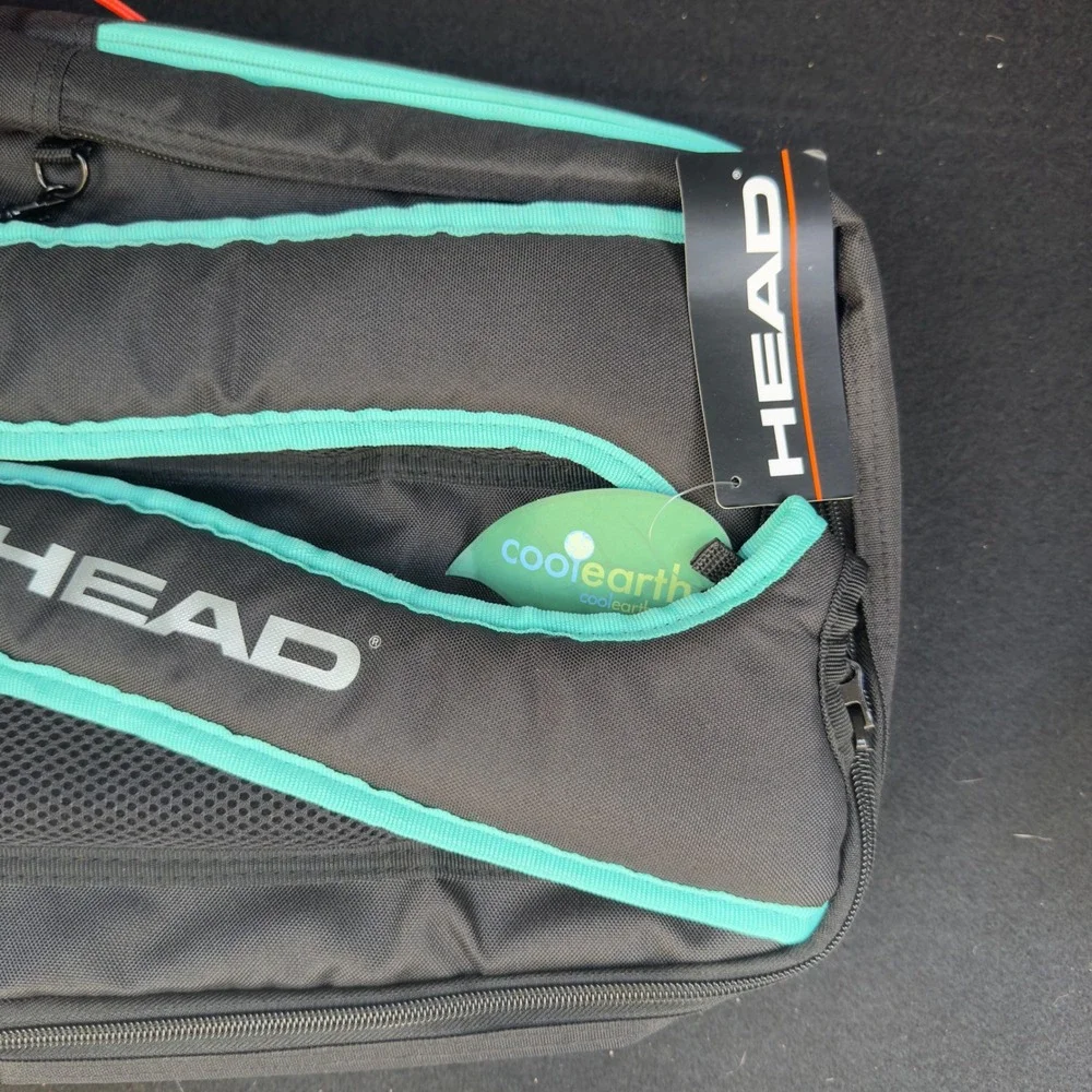 NWT HEAD Tour Tennis Pickleball Backpack Black Teal Orange Size Large